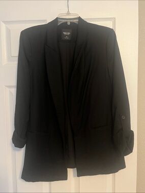 Simply Vera Vera Wang Black Open-Front Draped Blazer